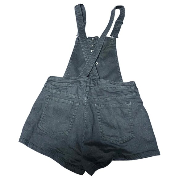Pacsun Black Denim Overall Shorts With Lace-Up Front Women Size Small - Picture 3 of 13